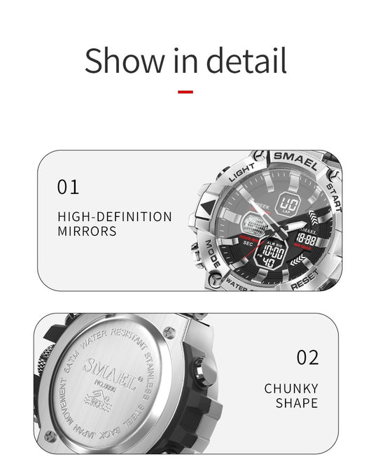 Reloj Deportivo Inteligente de Acero Inoxidable con Doble Pantalla y Luz Nocturna - Image 17