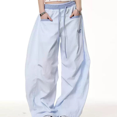 Pantalones Sueltos a Rayas Retro de Contraste para Mujer - Comodidad de Verano - Image 8
