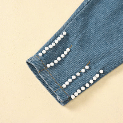 Conjunto de Blusa de Encaje y Jeans con Bolsillos Decorados - Image 3