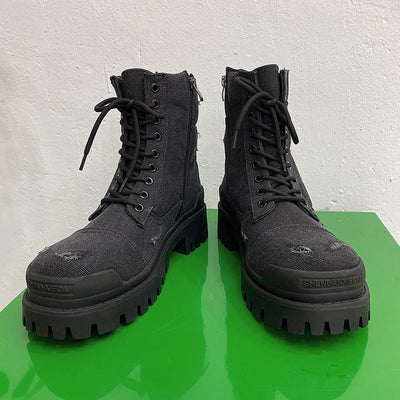 Botas Martin Retro Gruesas con Detalles Rotos - Estilo Workwear Distressed - Image 3