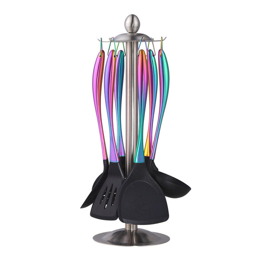 Set de 7 Piezas Sartén Antiadherente Wok con Espátula Acero Inoxidable y Soporte - Image 13