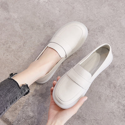 Zapatos Blancos de Cuero Británico con Suela Flexible - Estilo Versátil - Image 7
