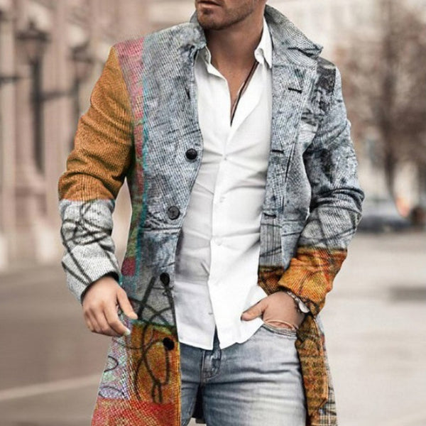Abrigo de Lana para Hombre con Cuello Mao Largo