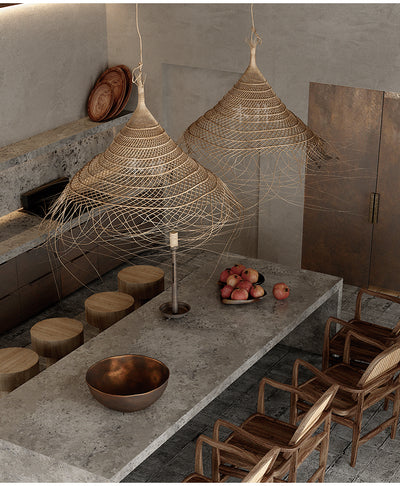 Lámpara de Techo Ratán Wabi Sabi para Dormitorio y Estudio - Image 11