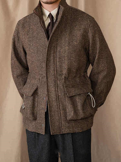 Chaqueta Casual Retro con Cuello Alto y Lunares en Lana - Image 3