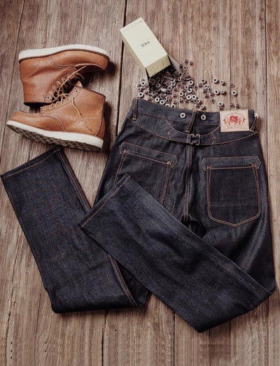Jeans Selvedge Denim Crudo Cintura Alta Recta para Hombre - Image 9