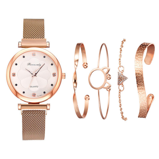 Set de Reloj para Dama con Correa de Malla de Aleación y Brazalete - Image 14