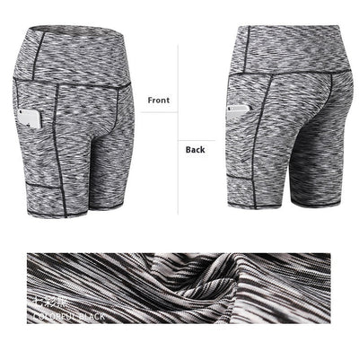 Shorts Deportivos Cintura Alta con Bolsillos Diagonales - Mallas de Entrenamiento Secado Rápido - Image 15