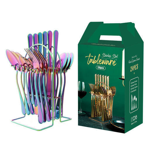 Juego de Cubiertos Dorados de Acero Inoxidable con Organizador - Servicio de Lujo - Image 20