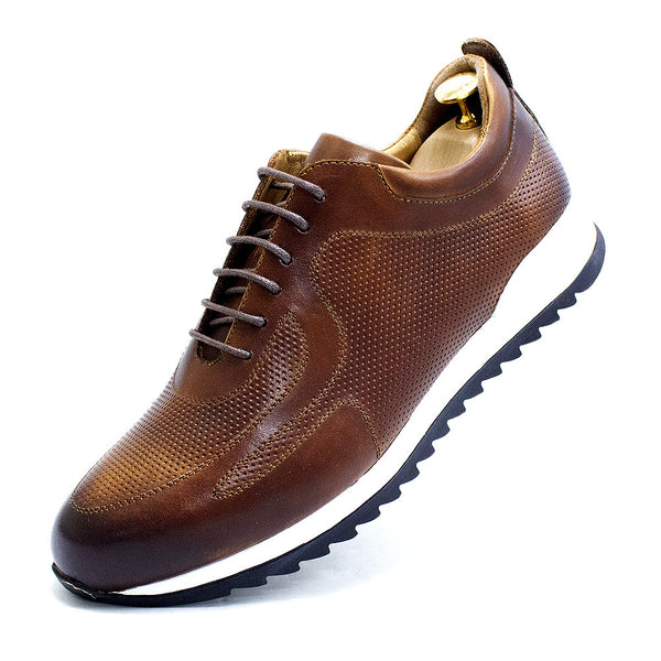 Zapatos Casuales de Cuero Genuino con Suela Reforzada y Diseño Texturizado