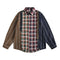 Camisa Xadrez Assimétrica Masculina Tendência Street Style Barras Desfiadas