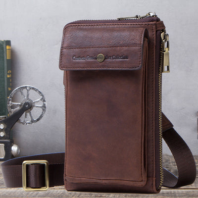 Bolsa Vintage para Celular en Cuero Crazy Horse - Estilo Retro para Hombre - Image 8