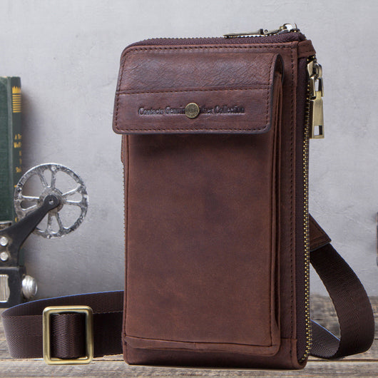 Bolsa Vintage para Celular en Cuero Crazy Horse - Estilo Retro para Hombre - Image 8