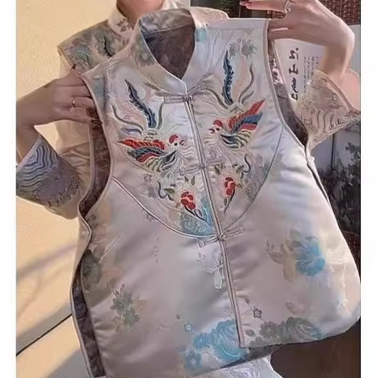 Chaleco Estilo Chino Retro para Mujer con Cuello Tipo Smoking y Cierre de Botones - Image 4