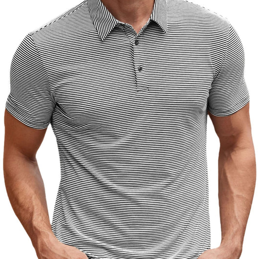 Camisa Hombre Rayas Contraste Manga Corta Suelta Verano - Image 3
