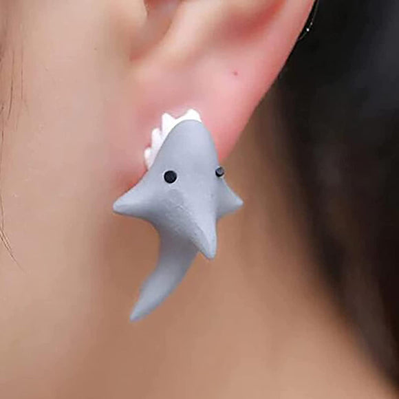 Aretes Tiburones 3D para Mujeres - Joyería Marina Kawaii