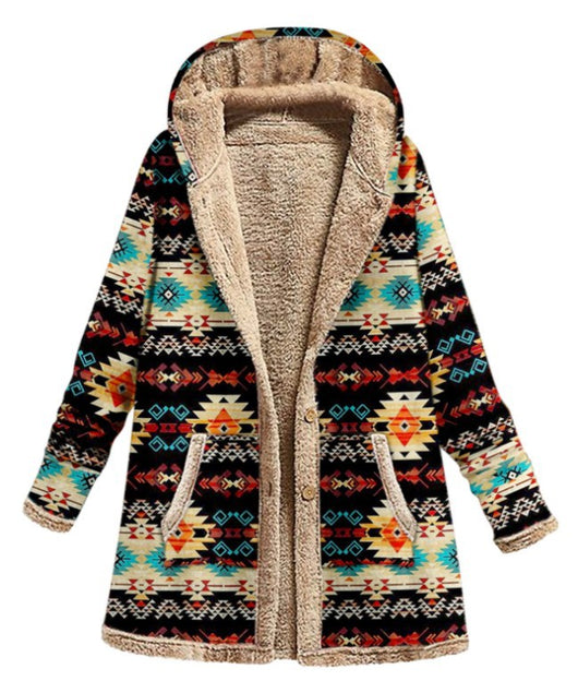 Sudadera Estampada de Algodón y Lino con Capucha - Abrigo Cálido y Suave - Image 6