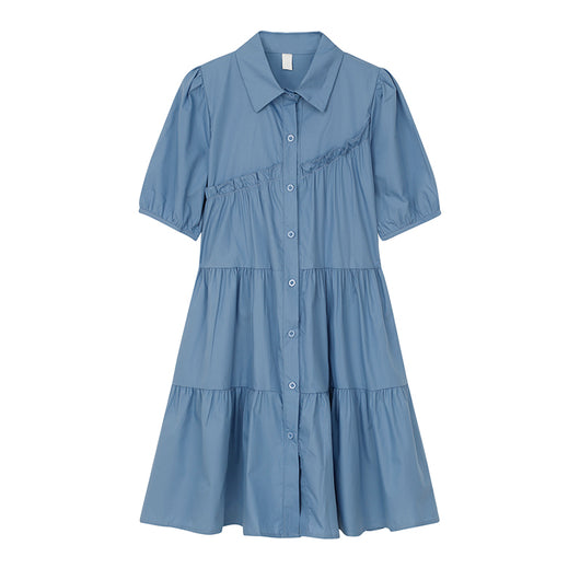 Vestido Azul Verano Suelto Ligero - Diseño Moderno con Detalles de Volantes - Image 4