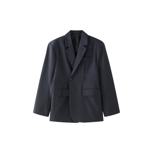 Blazer Casual de Solapa Ancha con Rayas - Silueta Esbelta y Temperamento Refinado - Image 6