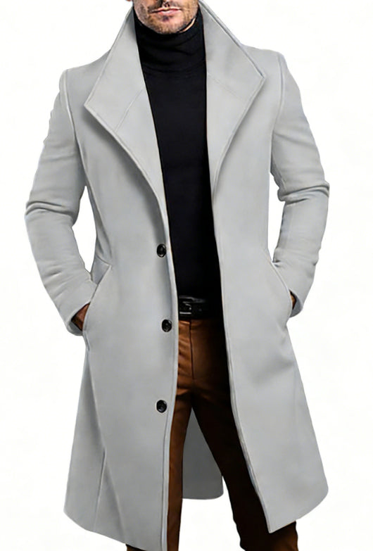 Abrigo Trench de Lana Media Longitud para Hombre - Image 8