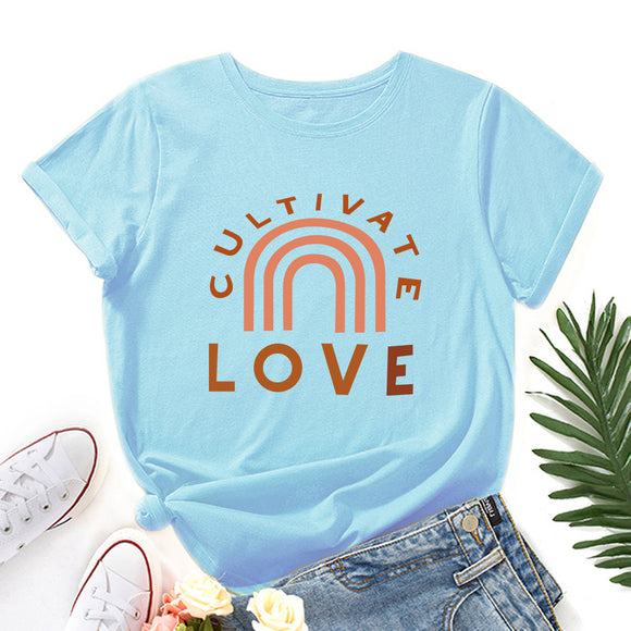 Camiseta Básica Cuello Redondo Manga Corta para Mujer