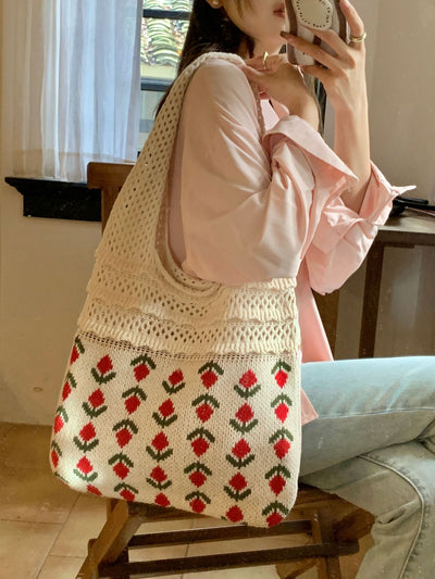 Bolso Tejido Retro con Malla Calada para Mujer - Image 8