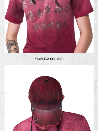 Gorra Roja Vintage Desgastada con Visera - Image 12