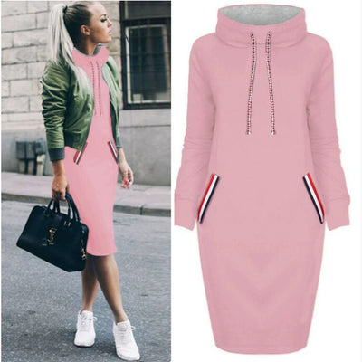 Vestido Largo de Invierno Cuello Alto - Elegancia Casual para Todas las Tallas - Image 13