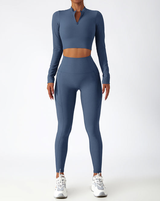 Conjunto Deportivo de Manga Larga con Soporte Torácico para Yoga y Running - Image 5