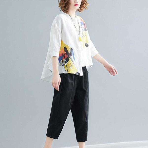 Conjunto de Dos Piezas: Camisa Suelta y Pantalón Noveno