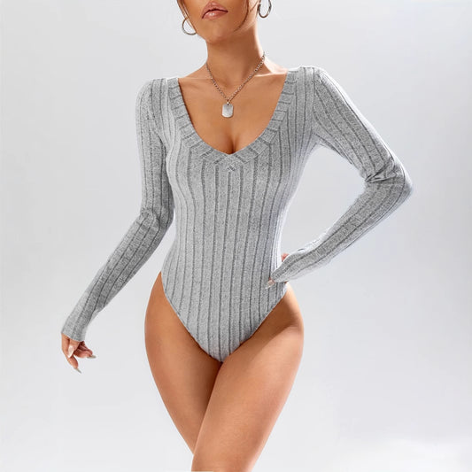 Jumpsuit Elegante de Cuello en V Profundo con Control de Cintura para Mujer