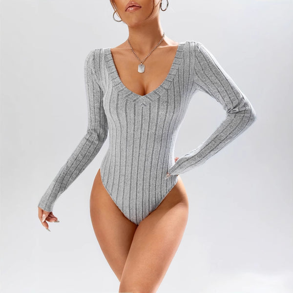 Jumpsuit Elegante de Cuello en V Profundo con Control de Cintura para Mujer