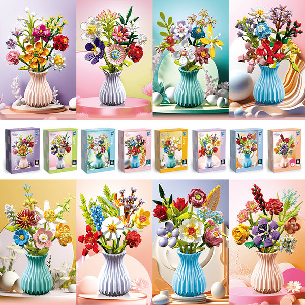 Bloques de Construcción Flores con Piezas Pequeñas - Juguete Educativo Armable