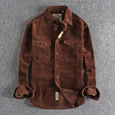Camisa de Pana Vintage Lavada Manga Larga para Hombre - Image 7