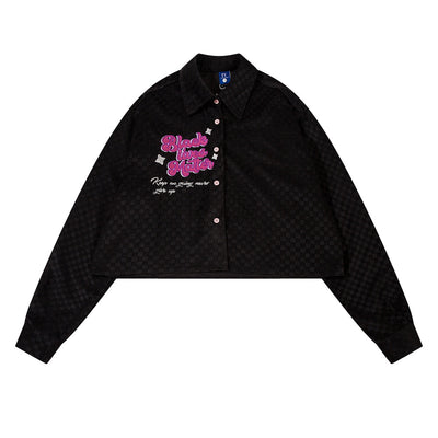 Abrigo Camisa Cuadros Escoceses con Letras Bordadas - Image 10