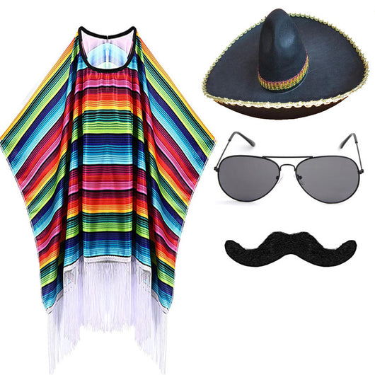 Capa Mexicana Disfraz Halloween - Poncho Fiesta Adulto e Infantil con Accesorios - Image 48
