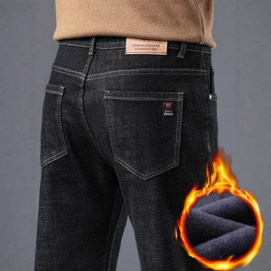 Pantalones Vaqueros Gruesos Forrados en Fleece para Hombre Talla Grande - Image 5