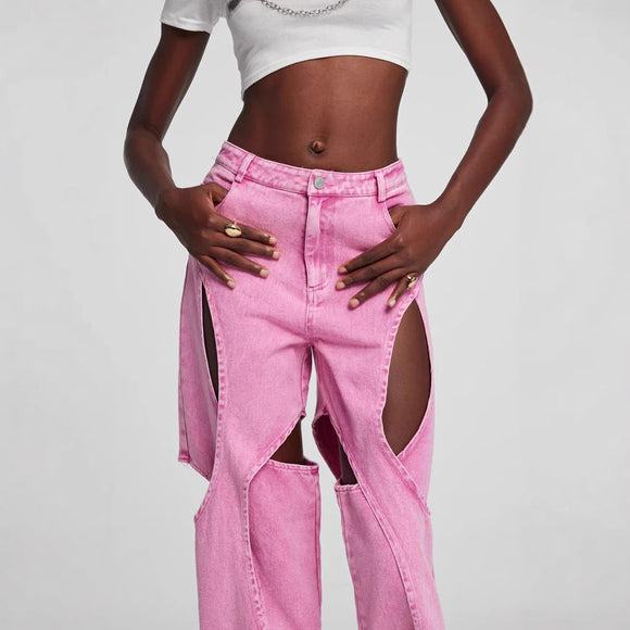 Jeans Rotos de Talle Alto Estilo Americano para Mujer