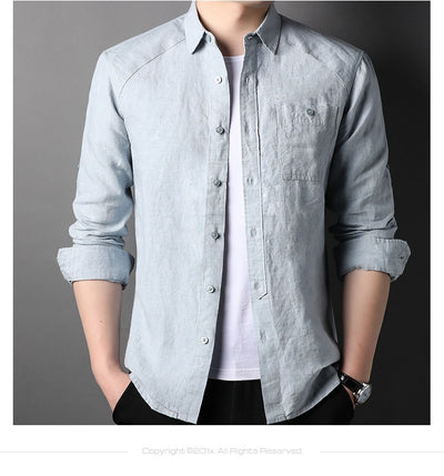 Cardigan de Lino Puro para Hombre - Manga Larga Primavera Verano - Image 14
