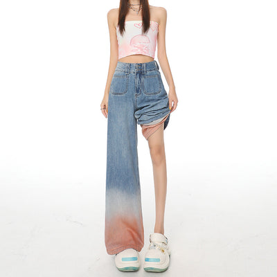 Pantalones Vaqueros Cintura Alta Pierna Ancha Degradado - Ajuste Holgado para Mujer - Image 5