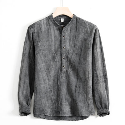 Camisa Holgada de Algodón y Lino Estilo Japonés para Hombre - Image 17