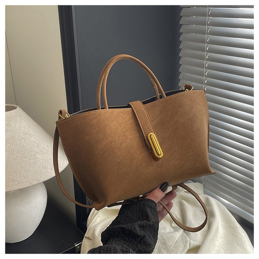 Bolsa Tote Minimalista de Alta Capacidad con Acabado Ante Retro - Image 27