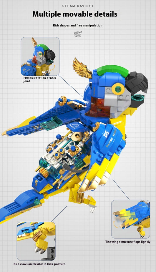 Loro Guacamayo Steampunk Mecánico Educativo Armable - Image 8