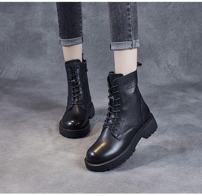 Botines de Cuero Suave para Mujer con Tacón Robusto y Forro de Felpa - Image 14