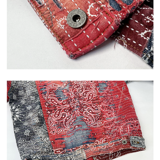 Chaqueta Denim Roja con Estampado Flor de Cajú - Image 12