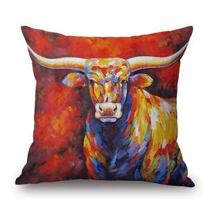 Funda de Almohada de Lino con Arte de Animales al Óleo - Image 8