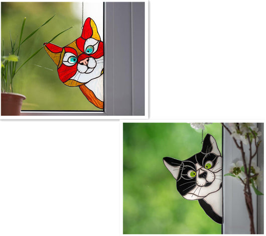 Adorno de Gato en Vitral para Ventana - Image 35