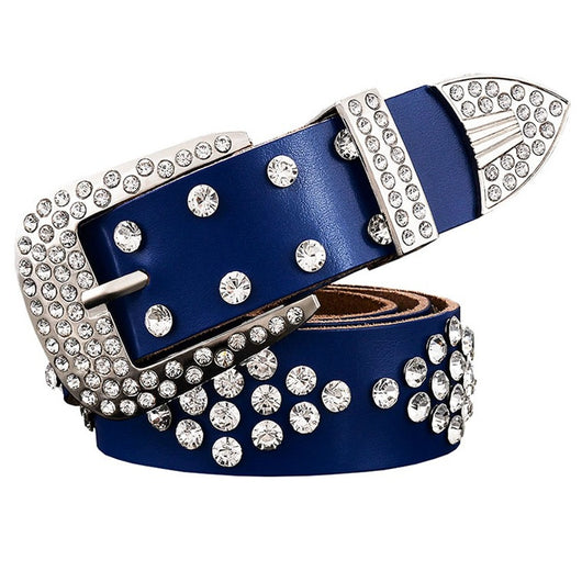 Cinturón de Cuero para Dama con Hebilla de Diamantes y Incrustaciones de Strass - Image 3