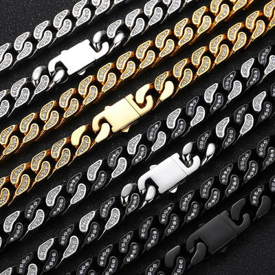 Pulsera Cubana de Acero Titanio con Circones para Hombre - Image 2