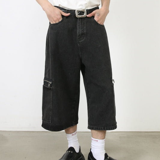 Shorts Cargo Denim Holgados Estilo Hip-hop Urbano